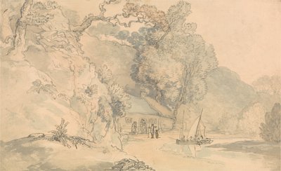 River Scene with Small Boats by Thomas Rowlandson